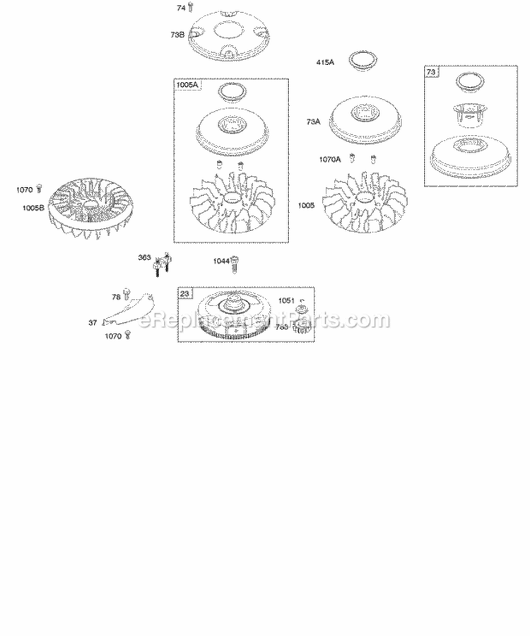 Flywheel Diagram and Parts List for 31P877-0608-E2  Briggs and Stratton Engine